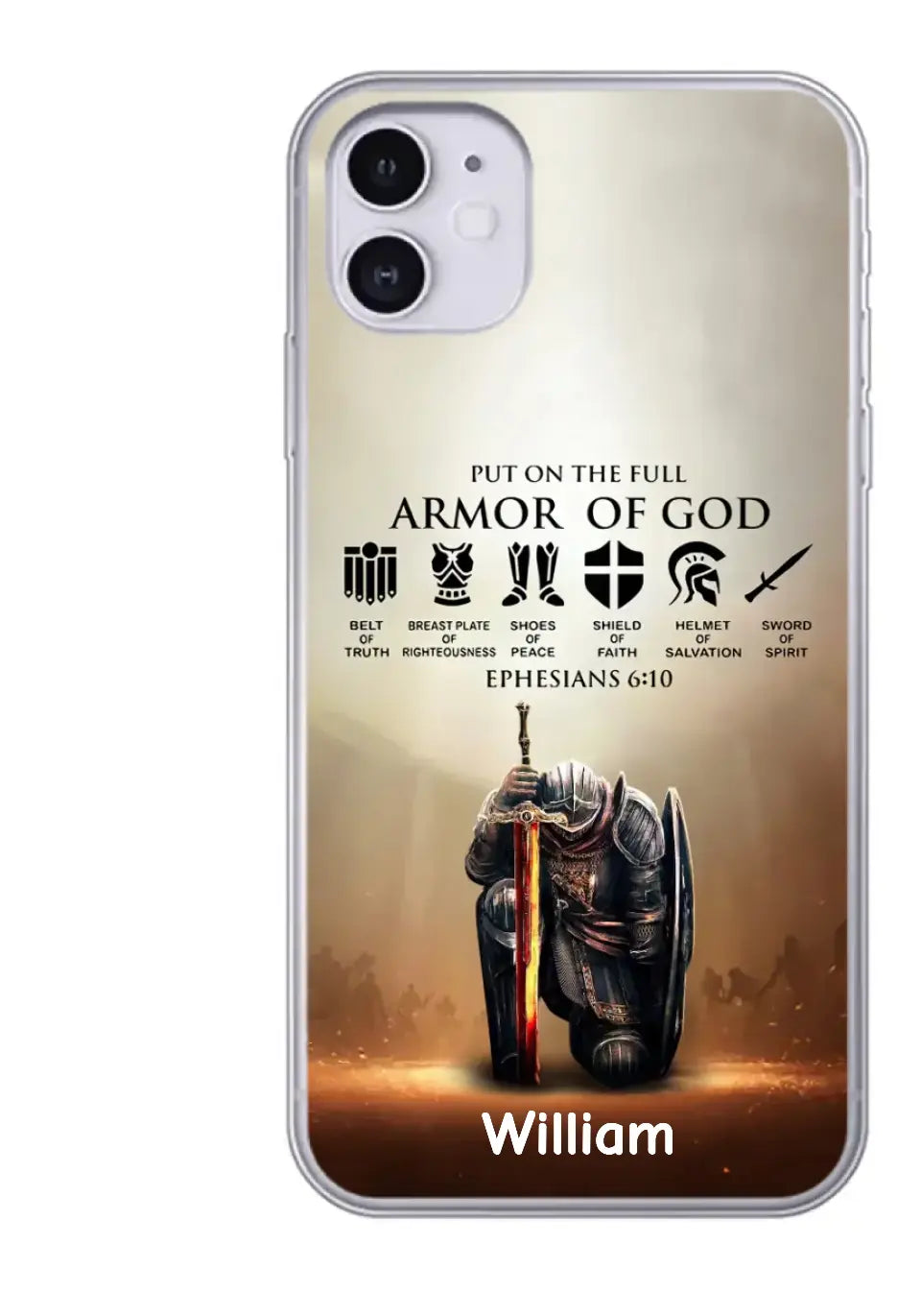 Personalized Full Armor Of God iPhone case - clear case