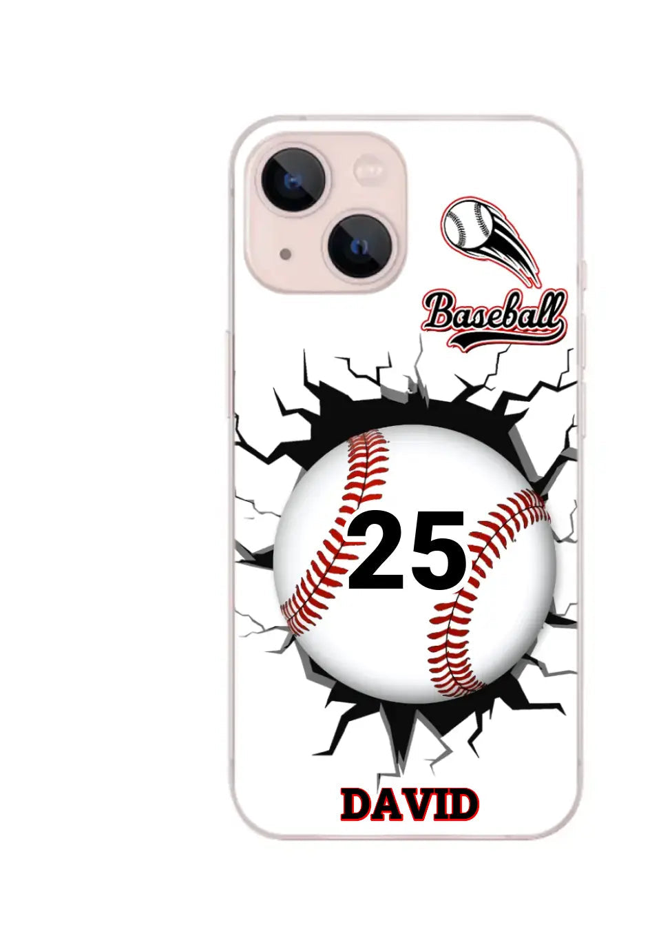 Crack Baseball, Personalized iPhone Case - clear case