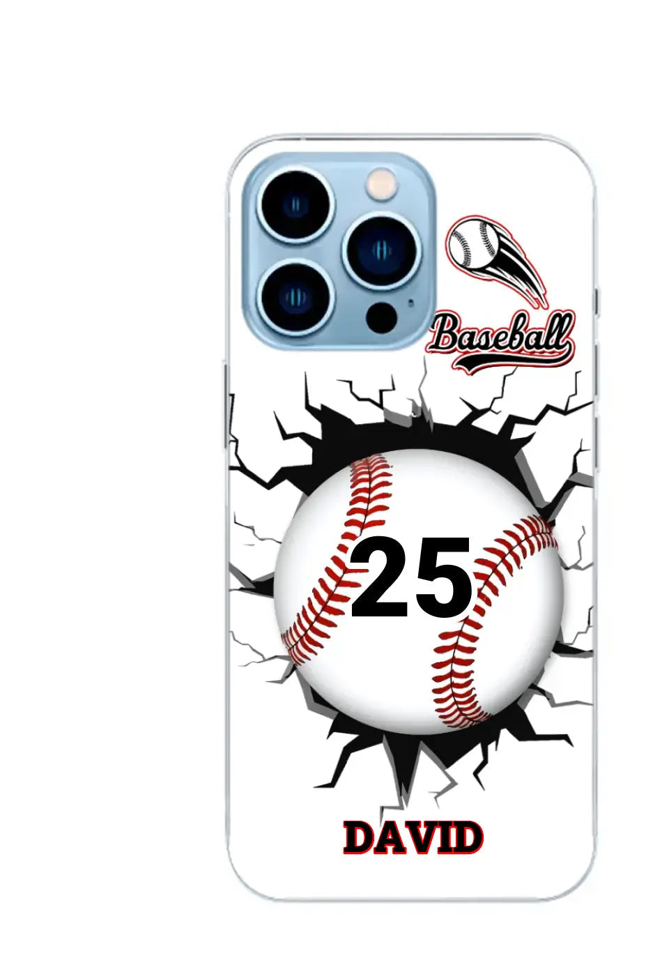 Crack Baseball, Personalized iPhone Case - clear case